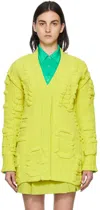 Bottega Veneta Alphabet Chenille Cardigan In 7275 Kiwi