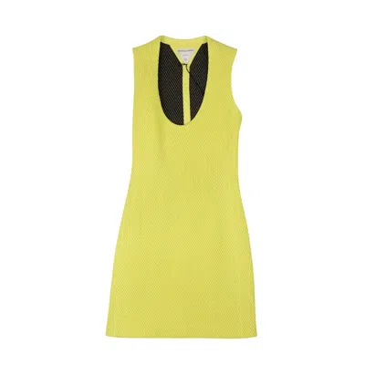 Pre-owned Bottega Veneta Yellow Quilted Leather Sleeveless Dress Size 6/42 $6350