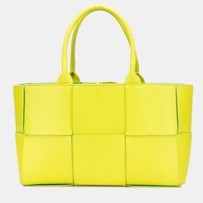 Pre-owned Bottega Veneta Yellow Small Nappa Maxi Intrecciato Arco Tote