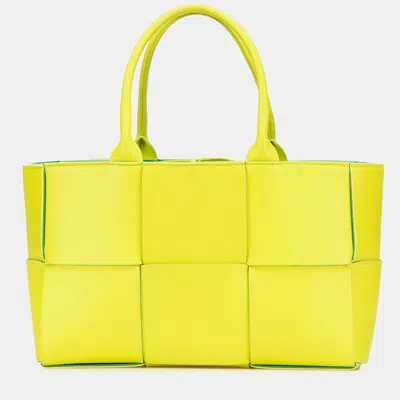 Pre-owned Bottega Veneta Yellow Small Nappa Maxi Intrecciato Arco Tote