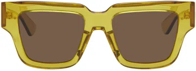 Bottega Veneta Yellow Square Sunglasses In 004 Yellow