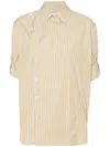 Bottega Veneta Asymmetric Striped Cotton-poplin Shirt In Gelb