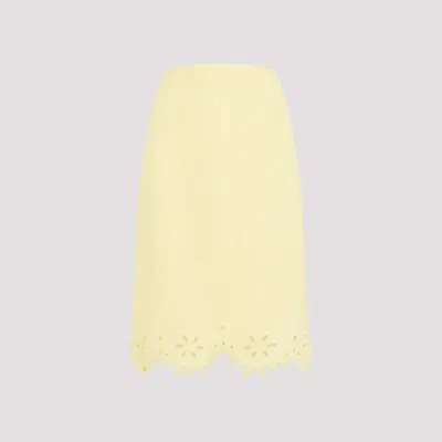 BOTTEGA VENETA YELLOW VISCOSE MIDI SKIRT