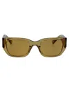 Bottega Veneta Yellow-yellow-brown Recycled Acetate Sunglasses In Blue