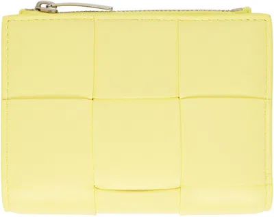 Bottega Veneta Yellow Zip Bifold Wallet In 7421 Sherbert Silver