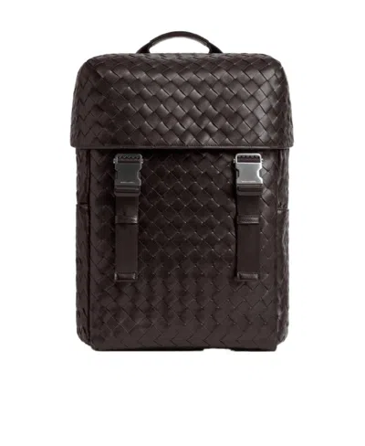 Bottega Veneta Zaino Avenue Intrecciato Leather Backpack In Brown