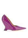 Bottega Veneta Croc-embossed Leather Wedge Pumps In Multicolor