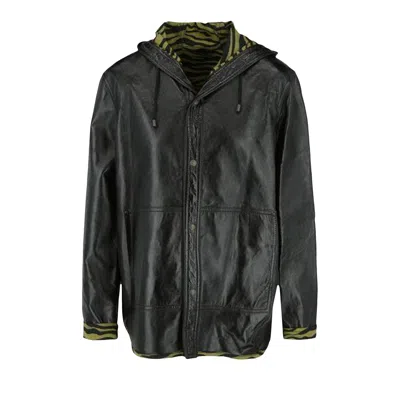 Pre-owned Bottega Veneta Zebra Print Lined Leather Jacket 'black/multicolor' | Men's Size 48