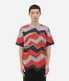 Bottega Veneta T-shirt En Maille Jacquard Zigzag In Tulip
