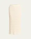 Bottega Veneta Ribbed Wool Midi Skirt In Hay