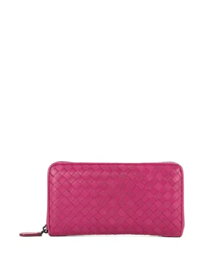 Pre-owned Bottega Veneta Zip-around Wallet In Pink