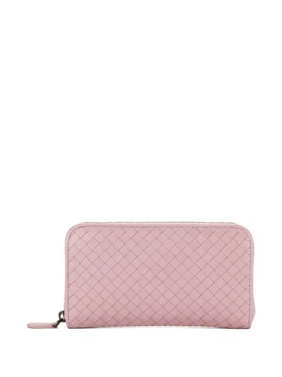 Pre-owned Bottega Veneta Zip-around Wallet In Pink
