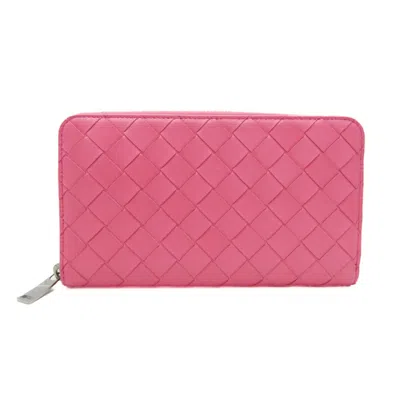 Pre-owned Bottega Veneta Zip Around Wallet Pink Leather Wallet  ()