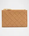 Bottega Veneta Zip Leather Card Case In Brown