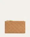 Bottega Veneta Zip Leather Card Case In Brown