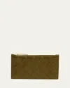 Bottega Veneta Zip Leather Card Case In Olive Oil