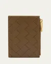Bottega Veneta Zip Leather Card Case In Pinecone