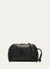 Bottega Veneta Zip Leather Pouch Shoulder Bag In 8425 Black-gold
