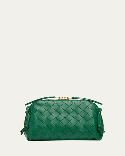 Bottega Veneta Zip Leather Pouch Shoulder Bag In Jungle Green