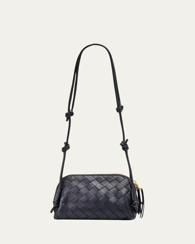 Bottega Veneta Zip Leather Pouch Shoulder Bag In Nocturnal