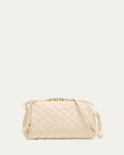 Bottega Veneta Zip Leather Pouch Shoulder Bag In Sea Salt