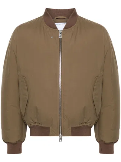 BOTTEGA VENETA ZIP-UP COTTON BOMBER JACKET - MEN'S - COTTON/ELASTANE/WOOL/GOOSE DOWN