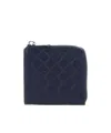 Bottega Veneta Blue Wallet With All-over Intreccio Motif In Leather Man In Black