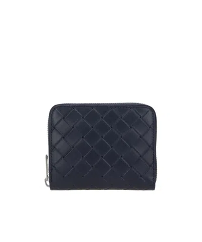 Bottega Veneta Intrecciato Stamp North/south Compact Zip Around Wallet In Black