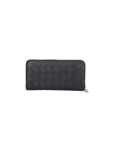 Bottega Veneta Zip Wallet "intrecciato" In Black