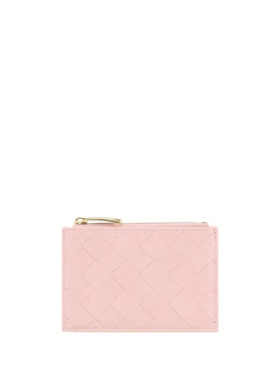 Bottega Veneta Zipped Card Holder In Pink