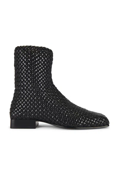 Bottega Veneta Zipped Padded Intreccio Supple Lambskin Ankle Boot In Black