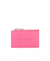 Bottega Veneta Zipper Card Bag In Pink