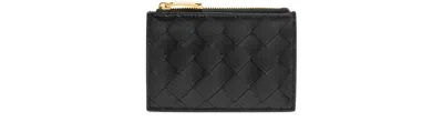 Bottega Veneta Zipper Card Holder In Black