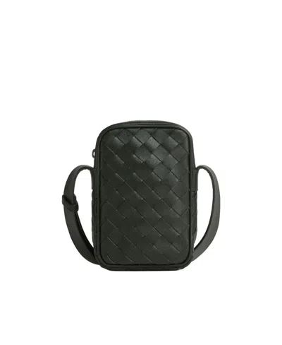 Bottega Veneta Zipper Cell Phone Shoulder Bag In Black