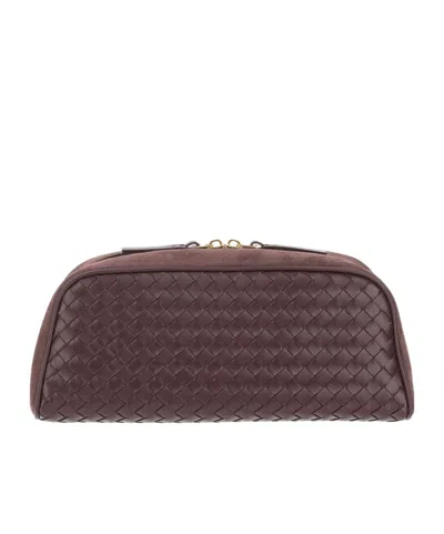 Bottega Veneta Zipper Clutch In Brown