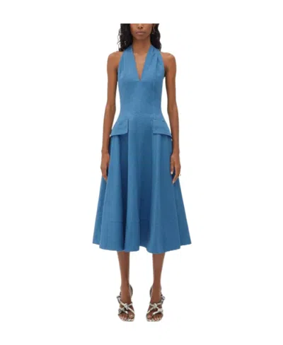 Bottega Veneta Zipper Medium Length Dress In Blue