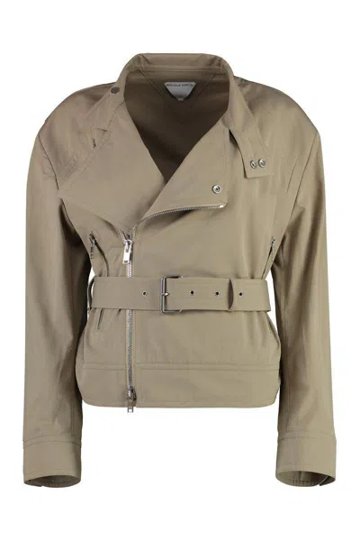 Bottega Veneta Zippered Cotton Jacket In Beige