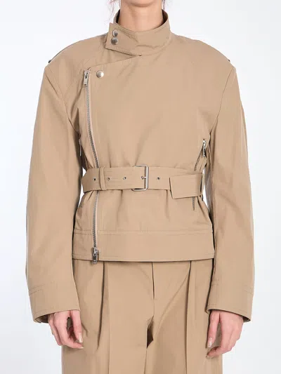 Bottega Veneta Zippered Cotton Jacket In Brown