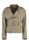 Bottega Veneta Belted Blouson Jacket In Brown