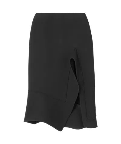 Bottega Veneta Zippered Medium Wool Skirt In Black