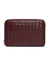 Bottega Veneta Large Leather Intrecciato Pouch In Red
