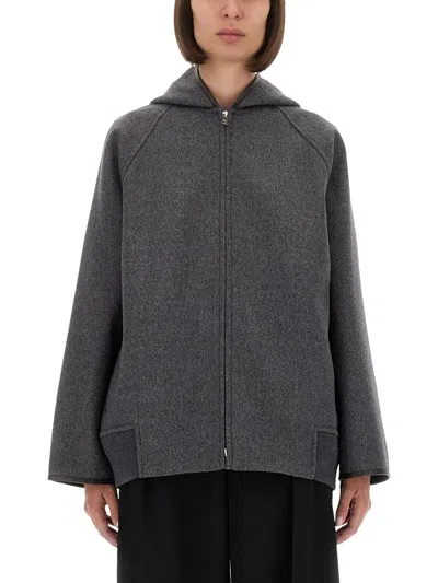 Bottega Veneta Zippered Wool Jacket In Gray