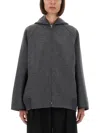 Bottega Veneta Double Wool Blouson Jacket With Leather Trims In Gray