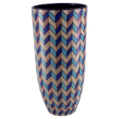 Pre-owned Bottega Vignoli Byzantium Ceramic Vase Hand Painted Majolica Italy Contemporary 21st Century In Transparent