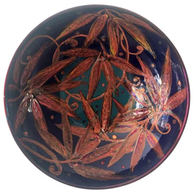 Pre-owned Bottega Vignoli Ceramic Bowl By  Hand Painted Glazed Earthenware Contemporary In Black