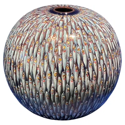 Pre-owned Bottega Vignoli Ceramic Moon Jar By  (30cm Diameter) Hand-painted Majolica Italy In Transparent