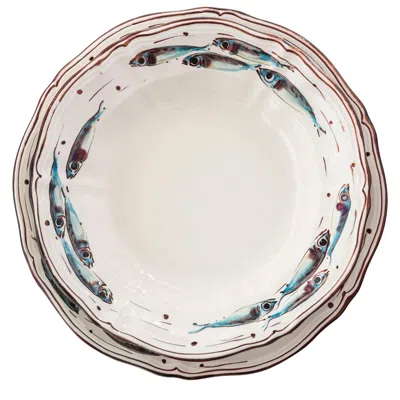 Pre-owned Bottega Vignoli Dinner Set For 6 (12 Pieces) By  Hand Painted Italian Majolica In Sand