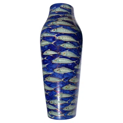 Pre-owned Bottega Vignoli Large Majolica/ceramic Vase, Signed, Dated In Purple