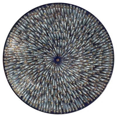 Pre-owned Bottega Vignoli Mediterranea Ceramic Plate Hand Painted Glazed Majolica Italy Contemporary In Gray