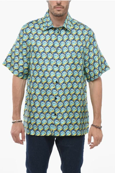 Botter All-over Printed Silk Shirt In Blue
